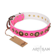'Pink Gloss'スタイルのFDT Artisanデザインのデコ革首輪 'Pink Gloss'スタイルのFDT Artisanデザインのデコ革首輪