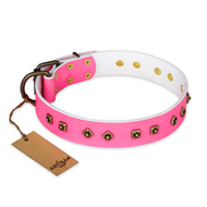 FDT Artisanの「Diamonds & Squares」という犬 革 首輪が手作り ピンクカラー 装飾付き FDT Artisanの「Diamonds & Squares」という犬 革 首輪が手作り ピンクカラー 装飾付き