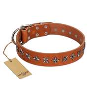 FDT Artisanの「Starry Beauty」首輪 手作り 革製 星形のスタッズ付き FDT Artisanの「Starry Beauty」首輪 手作り 革製 星形のスタッズ付き