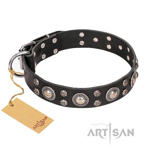 ‘Vintage Necklace’ FDT Artisan スタッズ付 40mm本革製 犬用首輪 - ウインドウを閉じる