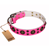 ‘Pink of Perfection’ FDT Artisan スタッズ付 40mm革製 犬用首輪 ‘Pink of Perfection’ FDT Artisan スタッズ付 40mm革製 犬用首輪